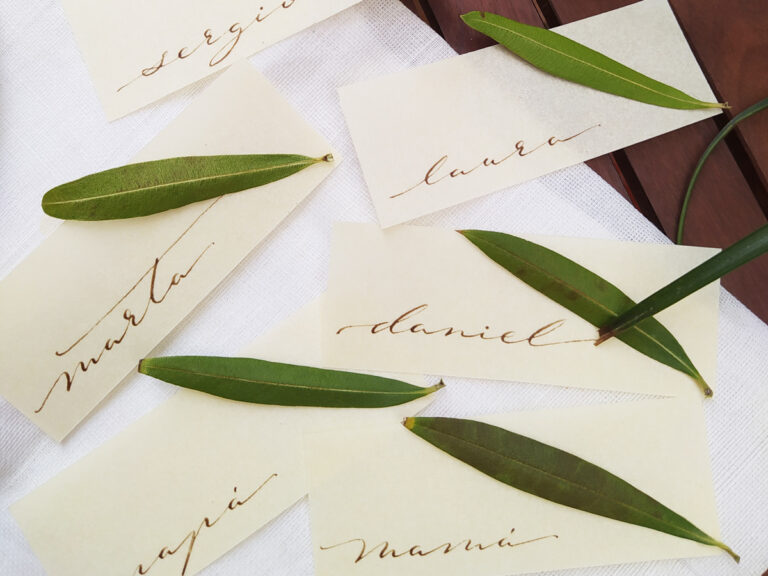 Nombre de invitado boda caligrafiado a mano con pluma