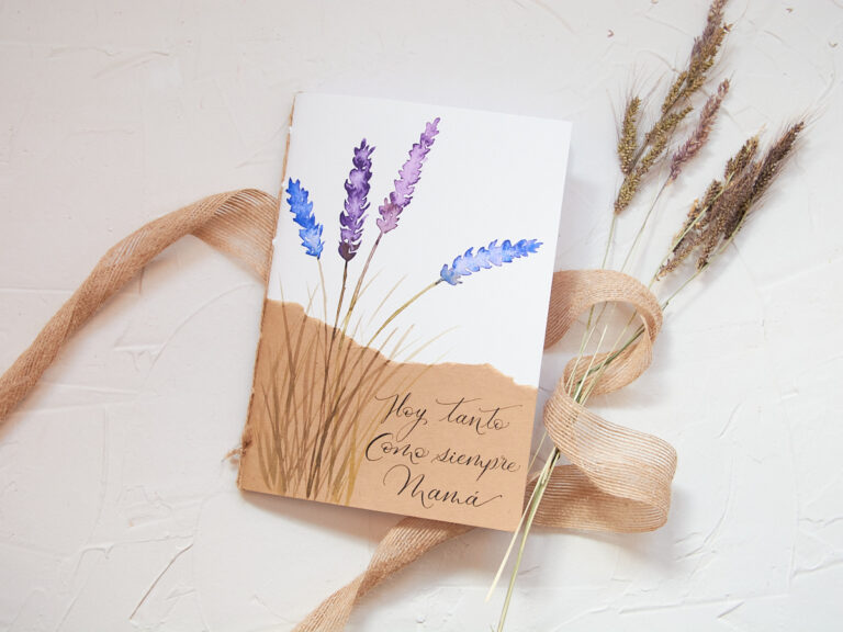 Cuaderno hecho a mano portada personalizada con acuarela de flores y caligrafía