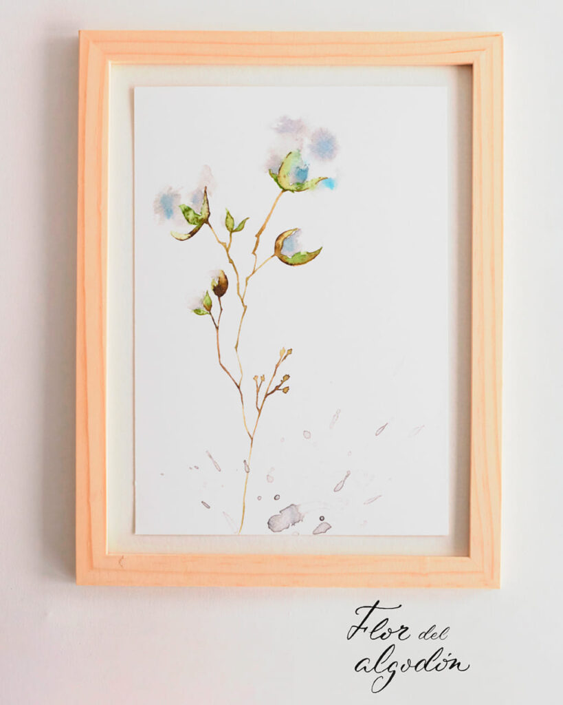 Láminas decorativas con acuarelas de flores