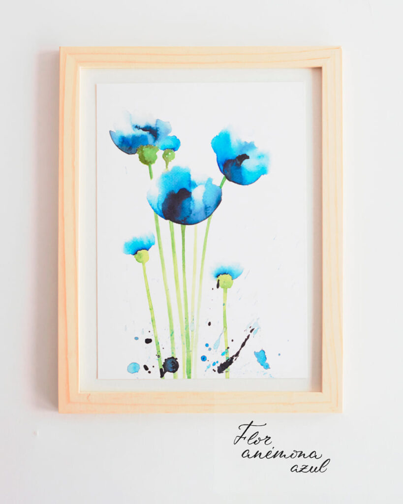 Láminas decorativas con acuarelas de flores