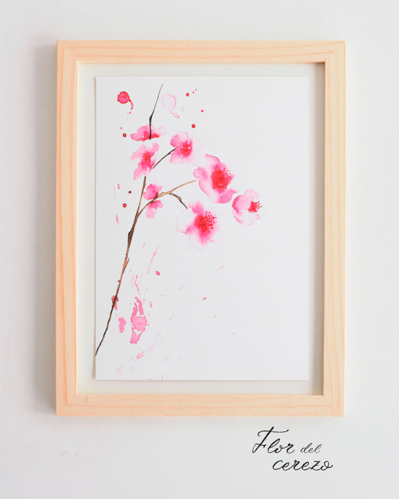 Láminas decorativas con acuarelas de flores