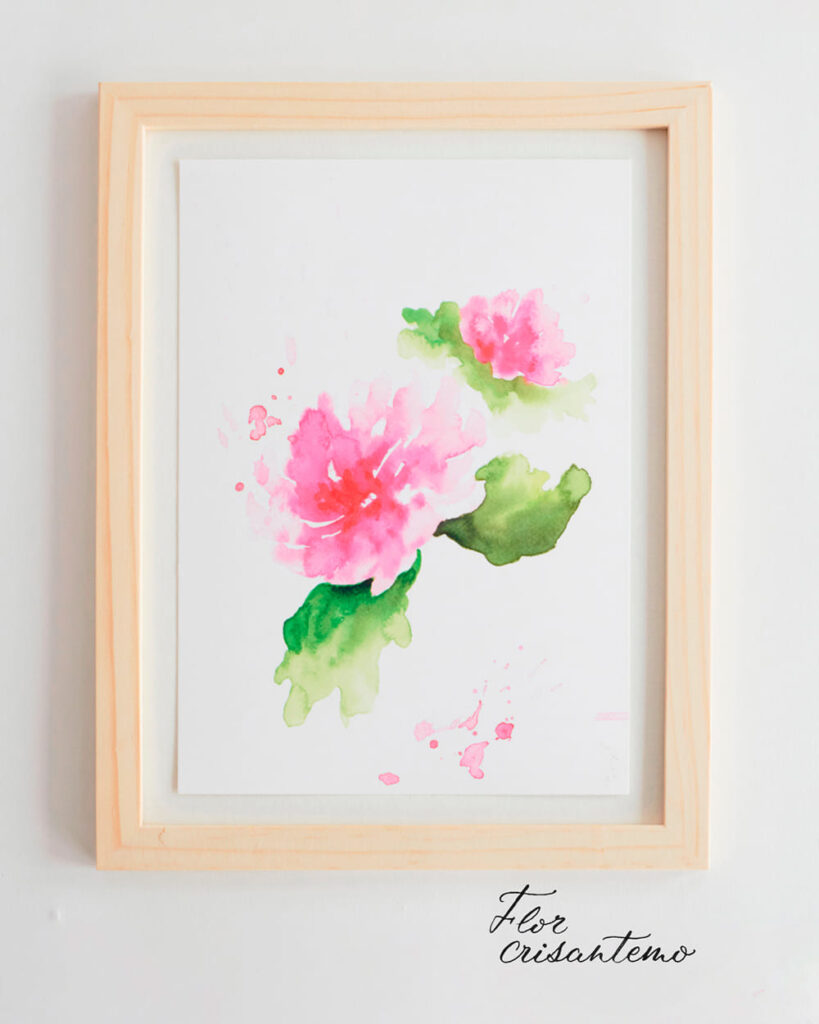 Láminas decorativas con acuarelas de flores