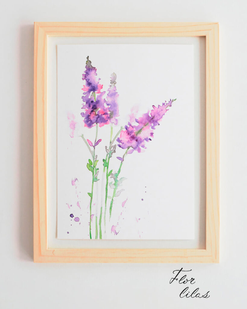 Láminas decorativas con acuarelas de flores