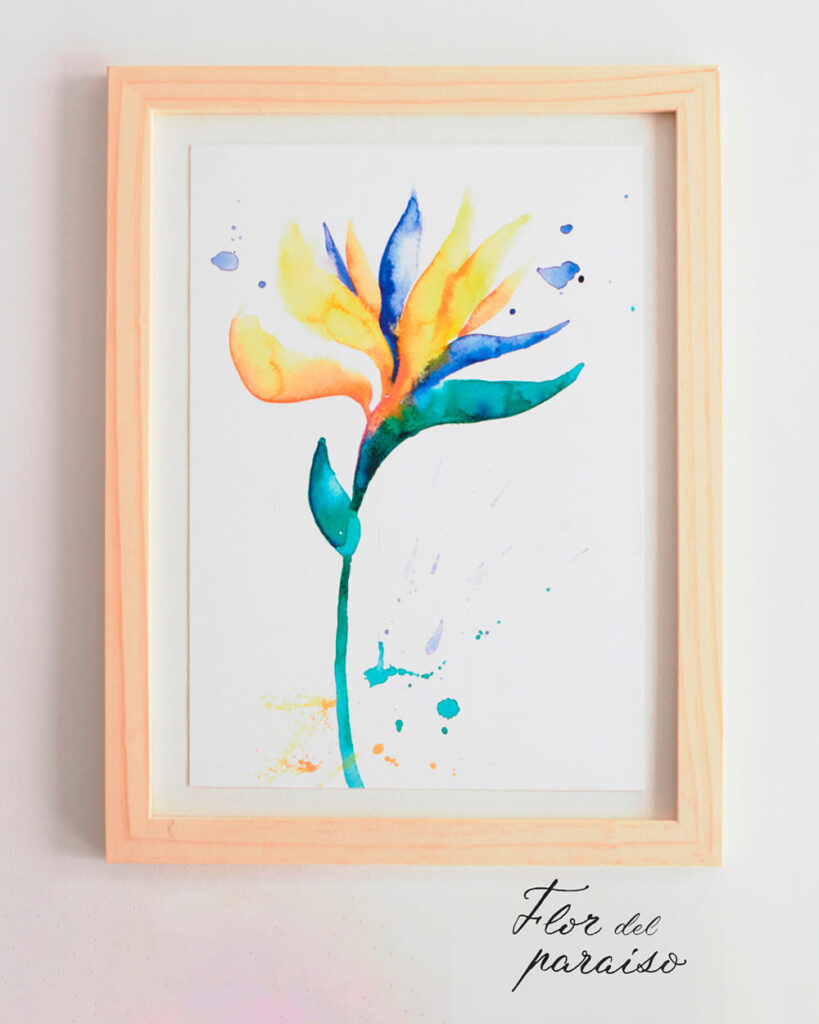 Láminas decorativas con acuarelas de flores