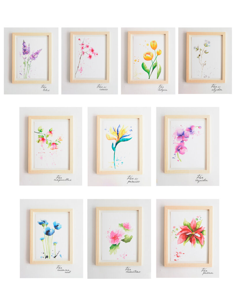 modelos-acuarelas-láminas-flores