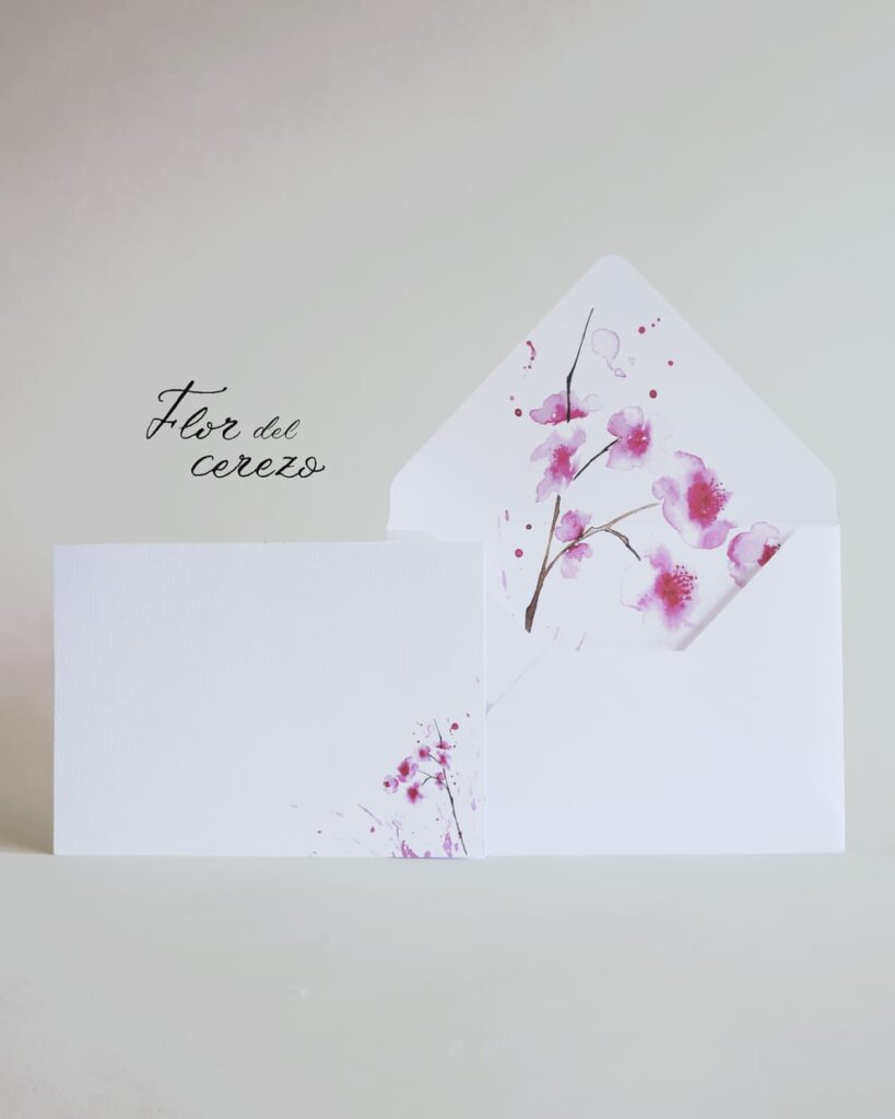 sobre + tarjeta nombre flor cerezo