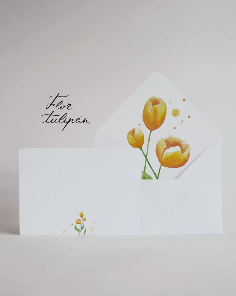sobre + tarjeta nombre flor tulipan