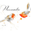 noviembre acuarela de pájaros petirrojos